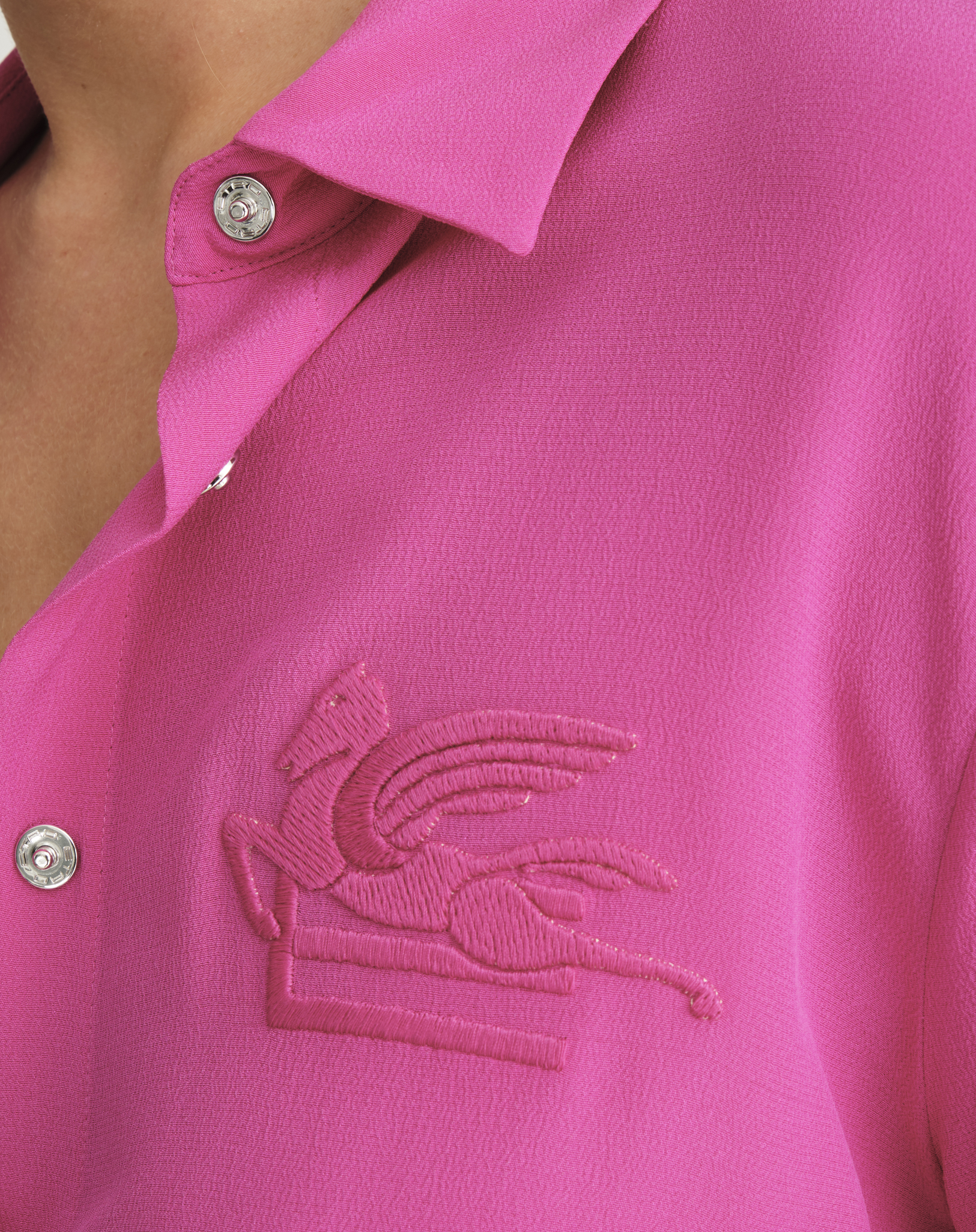 Etro - Fushsia Pegaso Applique Silk Shirt 40